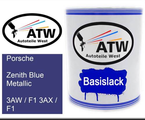 Porsche, Zenith Blue Metallic, 3AW / F1 3AX / F1: 1L Lackdose, von ATW Autoteile West.